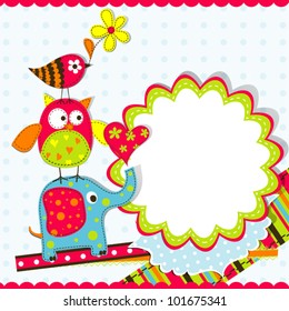 Template greeting card, vector scrap illustration