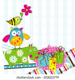 Template greeting card, vector scrap illustration