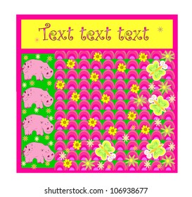 Template greeting card, vector scrap illustration