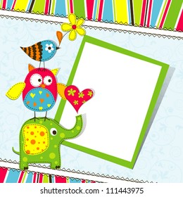 Template greeting card, vector scrap illustration