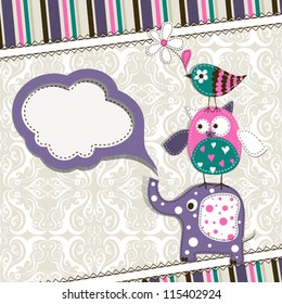 Template greeting card, vector scrap illustration