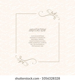 Template for greeting cards, invitations, menus. Wedding invitation. Vector  ornate Frame.