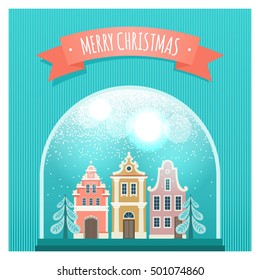 Template greeting cards and invitations. Merry Christmas! Snow globe