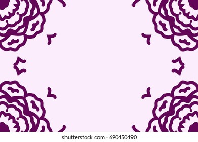 Template greeting cards with mandala. Vector illustration for your design. Vintage pattern in retro style with ornament. Purple color