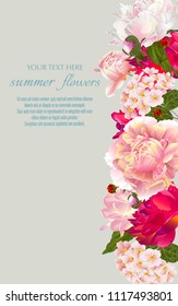 Template for greeting cards, wedding decorations, sales. Vector banner with summer flowers. Spring or summer design.