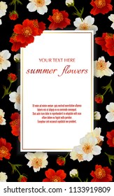 Template for greeting cards, wedding decorations, invitation,sales. Vector banner with Luxurious summer flowers. Spring or summer design.