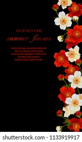 Template for greeting cards, wedding decorations, invitation,sales. Vector banner with Luxurious summer flowers. Spring or summer design.