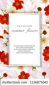 Template for greeting cards, wedding decorations, invitation,sales. Vector banner with Luxurious spring flowers. Spring or summer design.