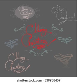 Template greeting handwriting calligraphy new year background vector, Merry Christmas