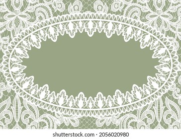 Template of greeting or wedding invitation card with lace frame