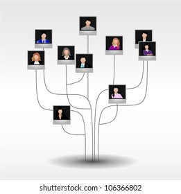 Template of a group of business and office people. Vector illustration.