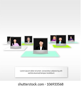 Template of a group of business and office people. Vector illustration.