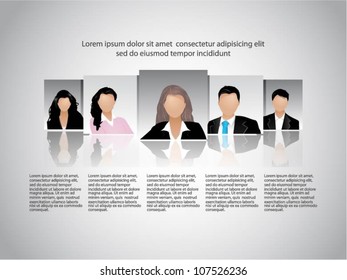 Template of a group of business and office people. Vector illustration.