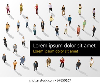 Template of a group of business and office people. Vector illustration.