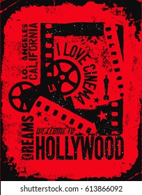 Template grunge cinema poster Vector illustration.