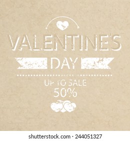 Template grunge paper valentines day up to sale 50% card and banner.