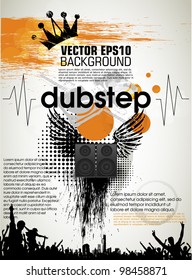 Template Grunge Party. Vector. Music Dubstep