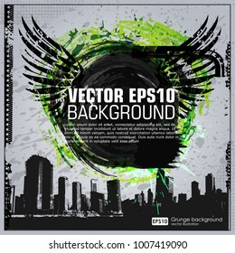Template grunge poster for party. Grunge banner with an inky dribble strip with copy space. Vector illustration