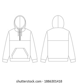 Template Half Zip Hoodie Vector Illustration Flat Design Outline Clothing