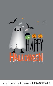Template for Halloween party and a glowing pumpkin. The black Bat
