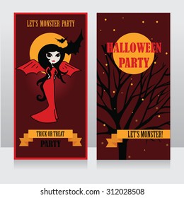 template for halloween party invitation, vector illustration
