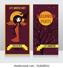 template for halloween party invitation, vector illustration