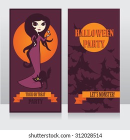 template for halloween party invitation, vector illustration