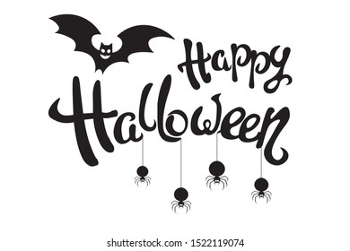 Template for Halloween. Spiders and bats. Elements for halloween decorations. Halloween party invitation