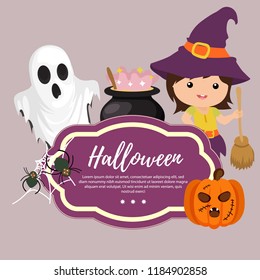 template halloween with witch broom