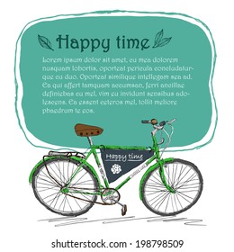 Template of hand draw bicycle.  It is a memo template of hand draw bicycle. 