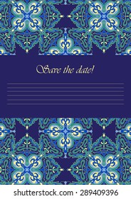 Template hand drawing zentangle color mandala in Italian majolica style for your design letters, postcards, invitations, Save The Date, baby shower, mothers day, valentines day, birthday