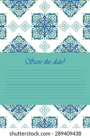 Template hand drawing zentangle color mandala in Italian majolica style for your design letters, postcards, invitations, Save The Date, baby shower, mothers day, valentines day, birthday