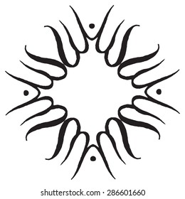 Template with hand drawing zentangle decorative frame in ethnic grunge style. Vector. Ornament model for T-shirt, textile, print, tattoo. Place for your text. Vector illustration
