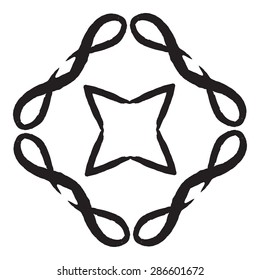 Template with hand drawing zentangle decorative frame in ethnic grunge style. Vector. Ornament model for T-shirt, textile, print, tattoo. Place for your text. Vector illustration