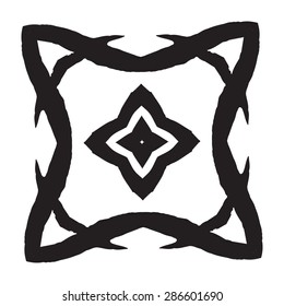 Template with hand drawing zentangle decorative frame in ethnic grunge style. Vector. Ornament model for T-shirt, textile, print, tattoo. Place for your text. Vector illustration