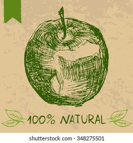 Template with hand drawn apple and text