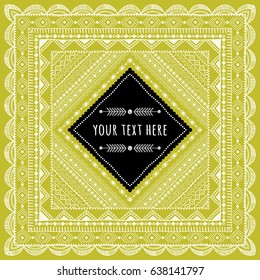 Template of a hand drawn background. Ethnic mandala ornament. Can be used for greeting card, frame, print.
