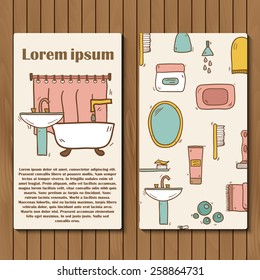 Template for hand drawn bathroom booklet or card for your design 