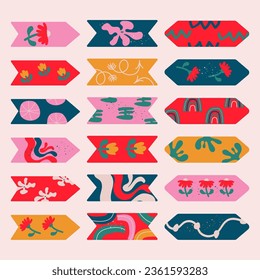  Template hand drawn cute bookmarks, stickers, label