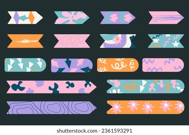  Template hand drawn cute stickers, bookmarks