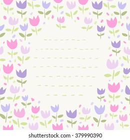 Template with hand drawn floral pattern