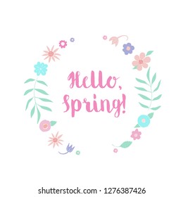 Template of hand drawn floral wreaths with leaves, flowers. Round frame. Creative decorative elements. For valentines day, stickers, wedding, birthday, save the date invitation. - Vector