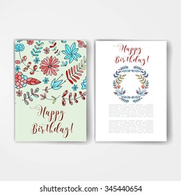 Template. Hand drawn Flower card, lettering text. Summer pattern. Graphic collection with leaves and flowers, drawing elements. Spring or summer design for invitation, wedding or greeting card