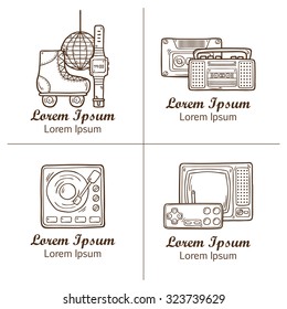 Template for hand drawn logos on retro 80s theme