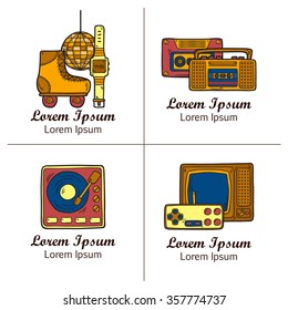 Template for hand drawn logos on retro 80s theme