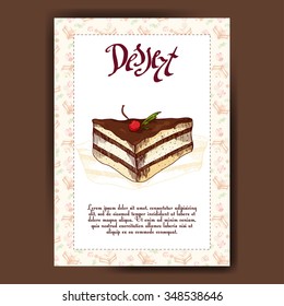 Template with hand drawn sketch bakery. Dessert card with sweet bakery. Can be used as menu for cafe or restaurant.  Vector illustration