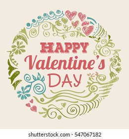 Template of hand drawn Valentine's day poster, greeting card, print and web projects.