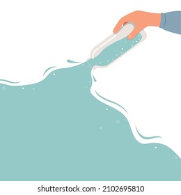 Template hand holding bottle water and pouring water concept.