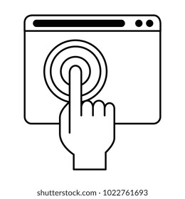 template with hand touching isolated icon