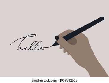 A template of a hand writing a word, elegant hand-writing, calligraphy